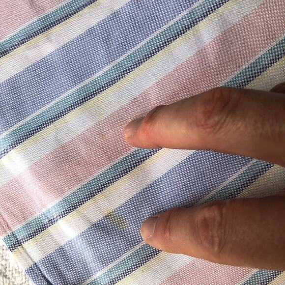 VTG 90s L.L. Bean Striped Short Sleeve Dress Shirt XL Pastel Classic Preppy USA - Picture 10 of 10